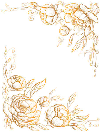 Engraving hand drawn floral background Free Vectorのイラスト素材