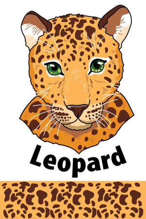 Jaguar head of wild animal living in nature with a print texture of the skinのイラスト素材