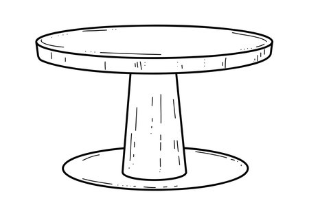 Hand-drawn , wooden table on four legs in doodle style, sketch in black and white.のイラスト素材
