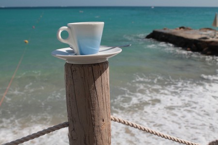 Coffee on the beachの写真素材