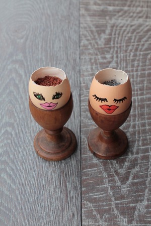Emptied and decorated eggs