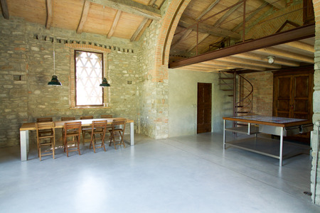 interiors of loft in emilia romagna hillsの写真素材