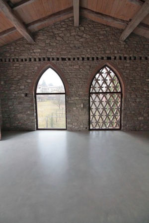 Loft in the hills, polished concrete floorの写真素材