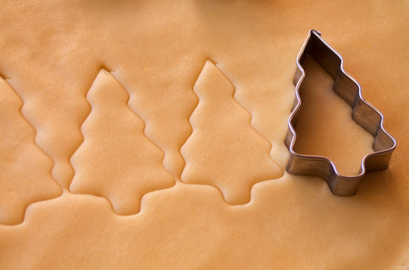 close up of pastry cut with shaped mold pineの写真素材