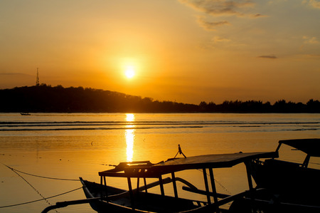 beautiful sunset in Gili Meno, Indonesia.の写真素材