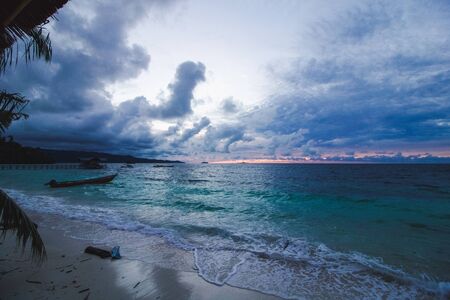 tropical sea landscape stormy weather, west papuaの写真素材