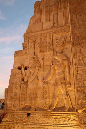 details of Kom Ombo temple built during Ptolemaic dynasty, Egyptの写真素材