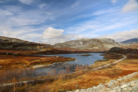 stunning landscape along the most scenic track between Oslo and Bergen, Norway