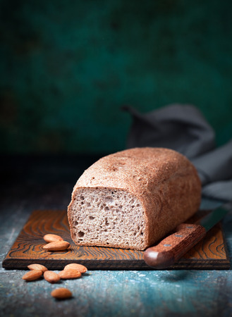 Gluten free loaf bread made with almond and coconut flour, selective focusの写真素材