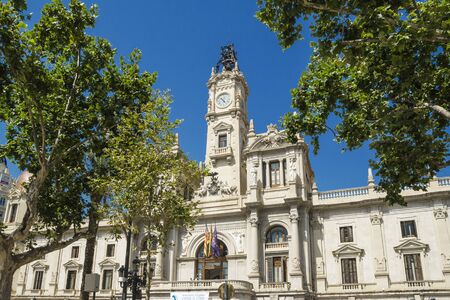 07/21/2019 - Plaza Ayuntamiento - The Main City Square of Valencia, Spain. Shooted in Bright, Sunny, Beautiful Day on Summer Holiday.のeditorial素材