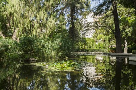 Monforte Garden - Jardines de Monforte. A neoclassic design full of statues, pools, fountains, walkways and rest areas.の写真素材