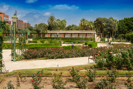 Jardines del Real, Jardin de Viveros - Royal Garden public park in Valencia, Spain. One of the most important landmark.のeditorial素材