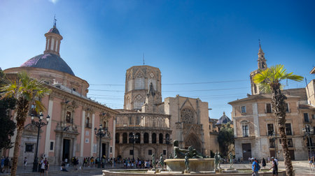 Valencia, Spain 08-26-2023  La Plaza de la Virgen, Square of the Virgin Saint Mary