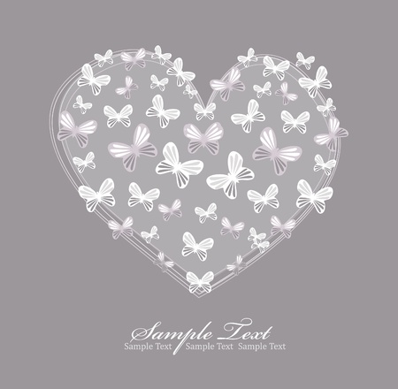 Valentines day card with heart and butterflyのイラスト素材