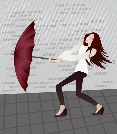 Girl with an umbrellaのイラスト素材