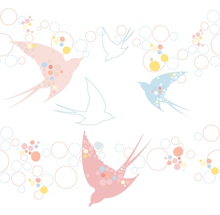 Cute swallow patternのイラスト素材