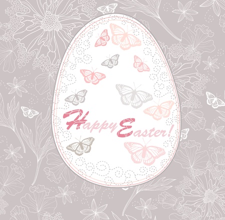 Easter egg. Easter card with floral pattern.のイラスト素材
