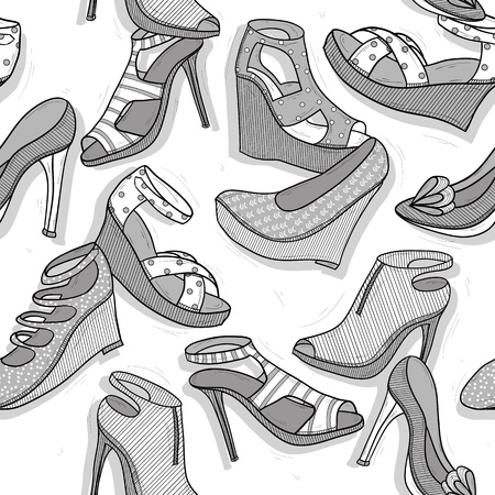 Fashion shoes seamless pattern for girlsのイラスト素材