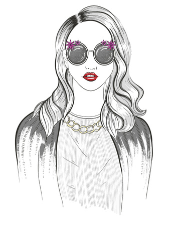 Young girl fashion illustrationのイラスト素材