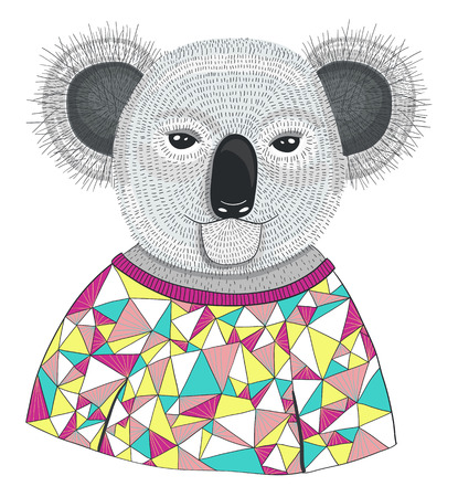 Cute hipster koala.のイラスト素材