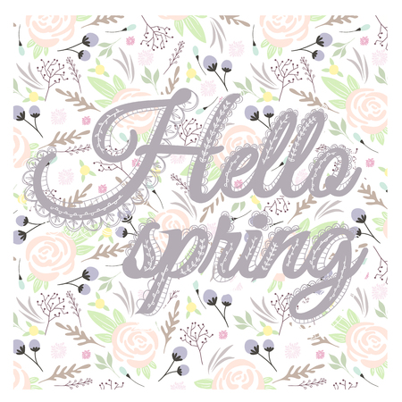 Printable spring wall art with floral pattern and typography. templates for posters, journal cards, scrapbook.のイラスト素材