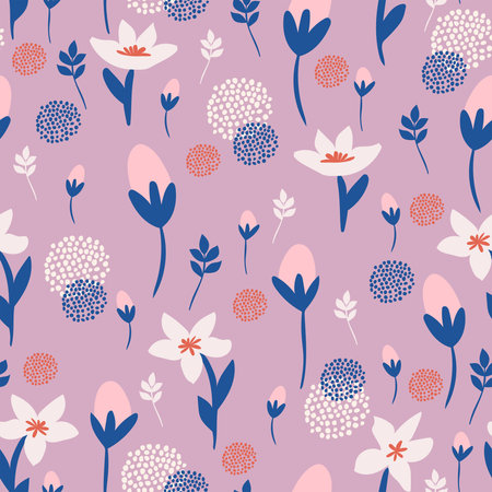 Seamless abstract floral pattern. Vector flower background for fabric, wrapping, textile, wallpaper, apparel.のイラスト素材