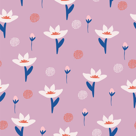 Seamless abstract floral pattern. Vector flower background for fabric, wrapping, textile, wallpaper, apparel.のイラスト素材