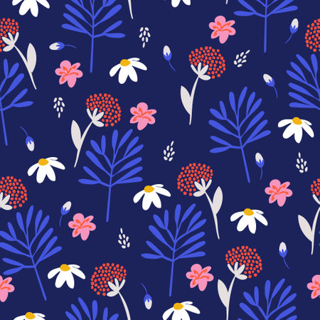 Seamless abstract floral pattern. Vector flower background for fabric, wrapping, textile, wallpaper, apparel.のイラスト素材