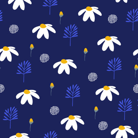 Seamless floral pattern with daisies. Vector daisy background for fabric, wrapping, textile,...