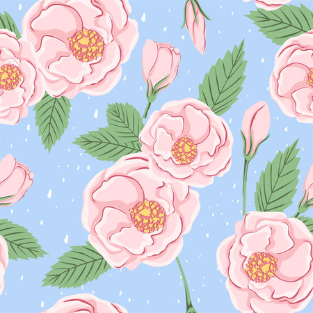 Seamless pattern with roses. Floral background for fabric, wrapping, textile, wallpaper, apparel. Vector illustration.のイラスト素材
