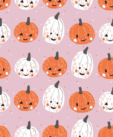 Pumpkin seamless pattern. Halloween background for fabric, textile, wrapping paper or wallpaper.のイラスト素材