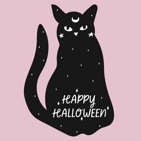 Black cat background. Halloween vector illustration.のイラスト素材