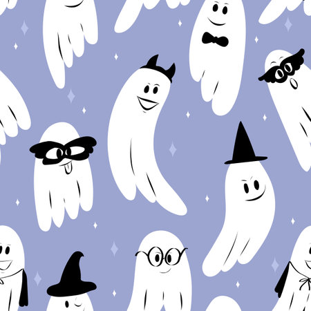 Cute ghost seamless pattern. Halloween vector illustration.のイラスト素材