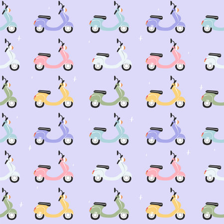 scooter seamless pattern. Cute background wallpaper. Perfect for creating fabrics, textiles, wrapping paper, and packaging.のイラスト素材