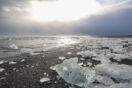 Icebergs at the beachの写真素材