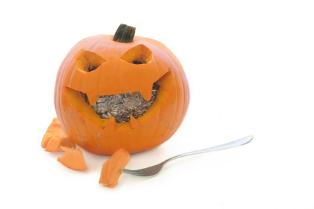 halloween Pumpkin with forks の写真素材