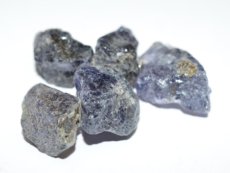 Mixed Iolite rough gemstonesの写真素材