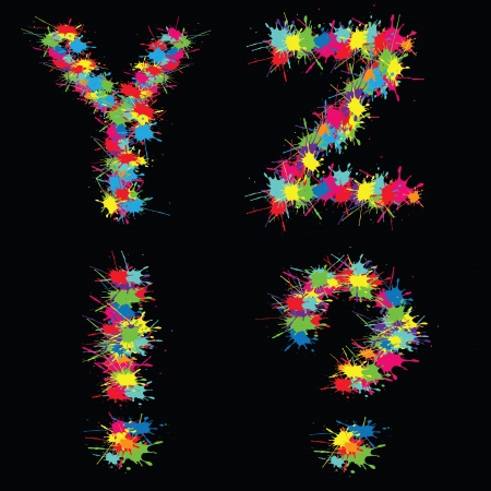 Colorful vector alphabet with blots YZのイラスト素材