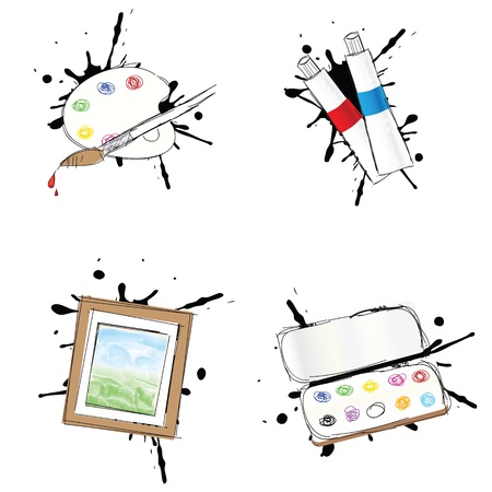 Set of 4 painting icons のイラスト素材