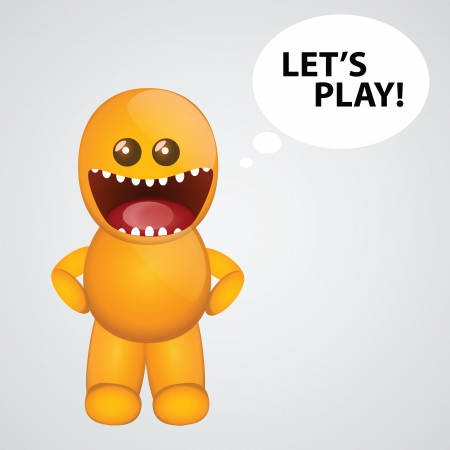 funny orange monster speaking のイラスト素材