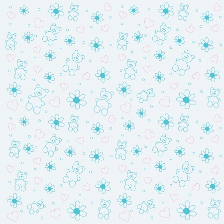 seamless  background with bears and flowersのイラスト素材