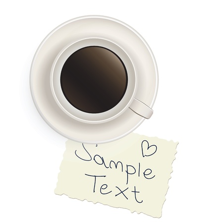 Cup with black coffee with a note のイラスト素材