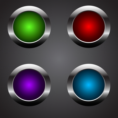 set of buttons in metal frameのイラスト素材