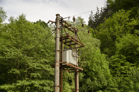 transformer on a field near the forest