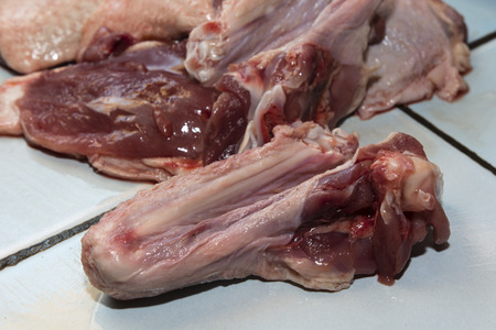 Duck wing separated from the bloody ducksの写真素材