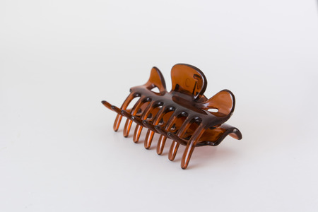 Brown transparent plastic hair clipの写真素材