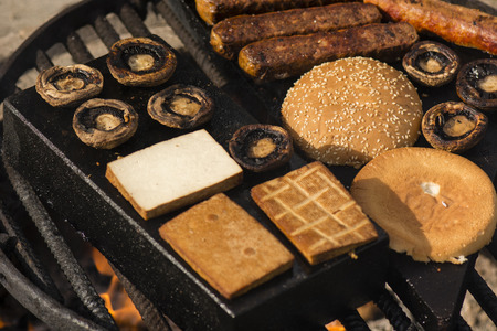 grilled mushrooms and tofu
