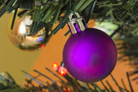 Violet bulb on the Christmas tree.の写真素材