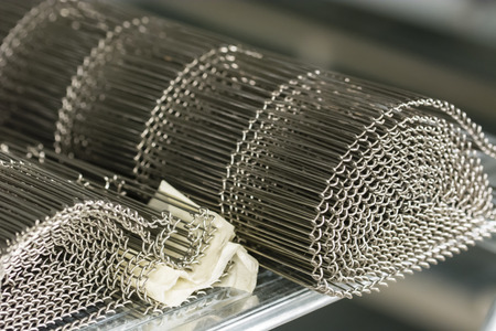 Detailed view of stainless steel wire strip.の写真素材