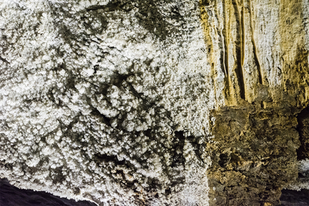 Aragonite on the wall in the cave.の写真素材